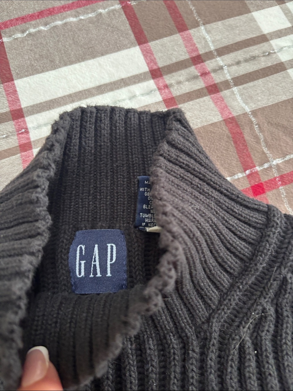 VTG GAP Men's Charcoal Ribbed Turtleneck Sweater